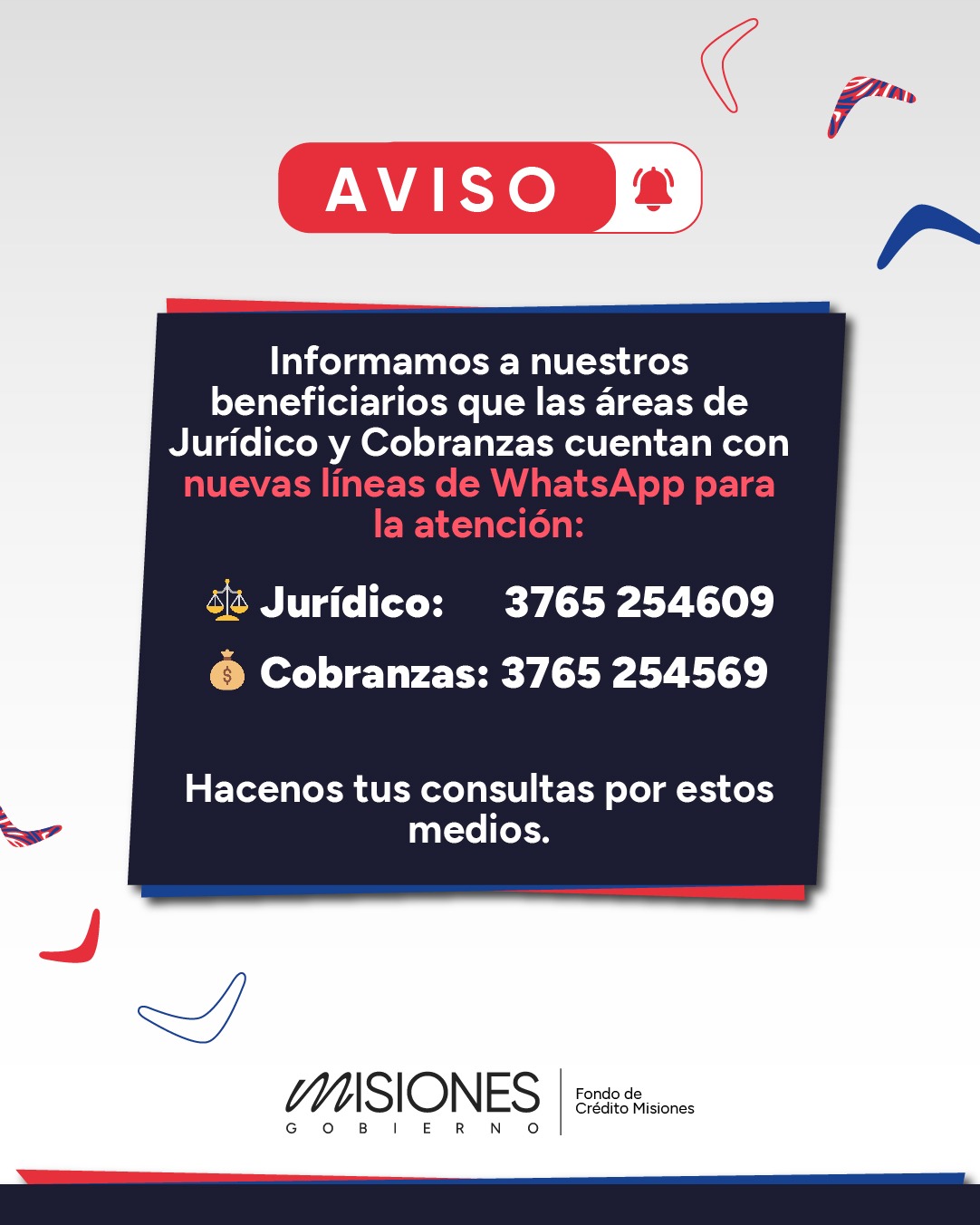 Aviso cambio de número de teléfono